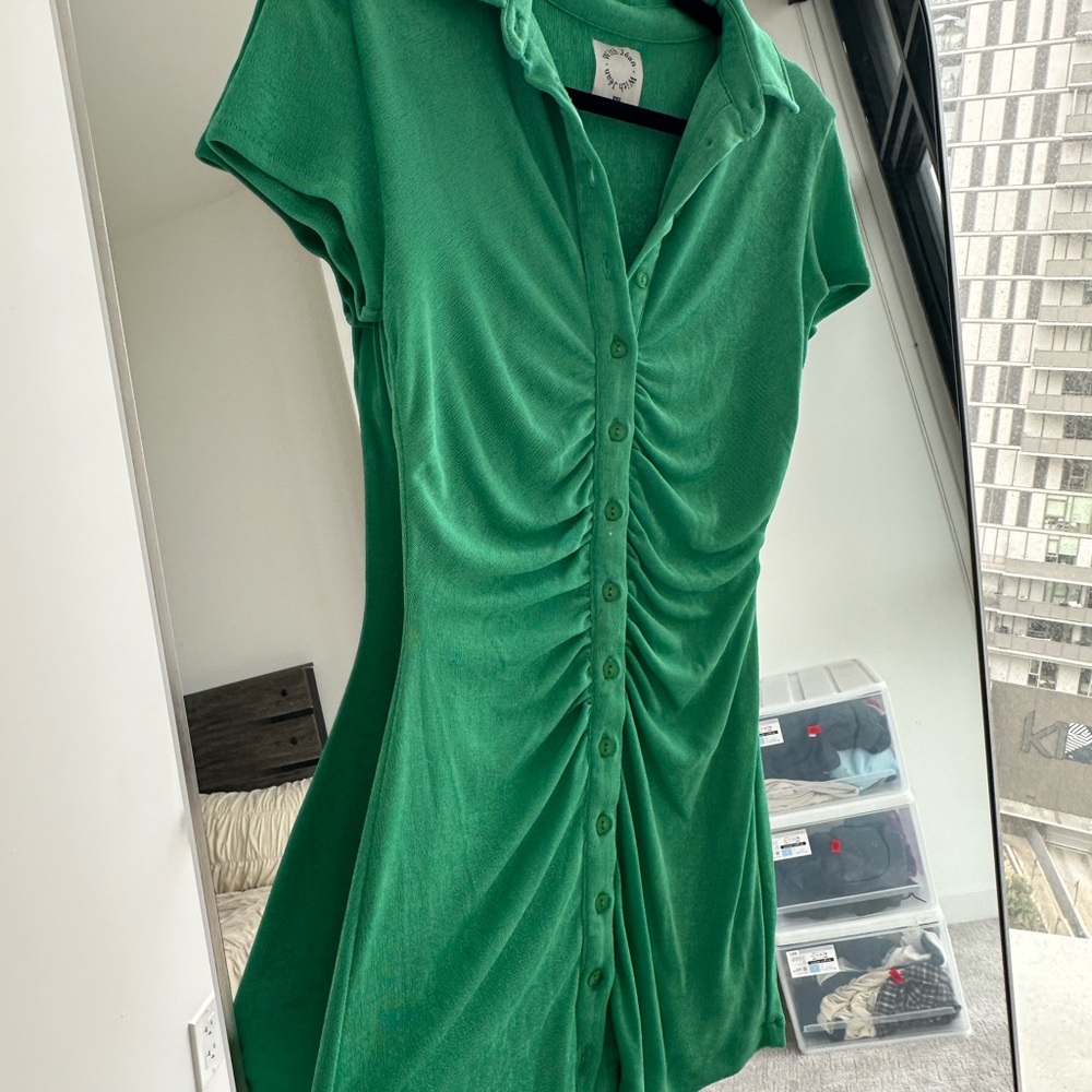 With Jean Emerald Button-Down dress